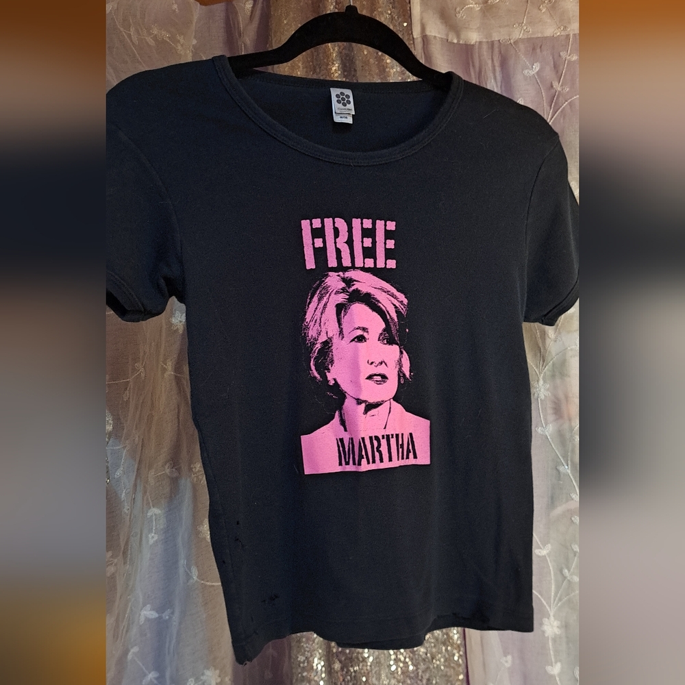 Rare Vintage Free Martha Black T-Shirt with Pink Graphic. Classic Girl